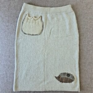 Silk & Angora Blend Knit Skirt Sz M‎ Soft Cottagecore Granny Hedgehog Twee